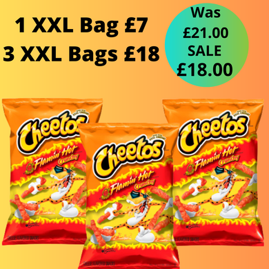 American Cheetos Flamin'Hot 3 XXL Bags - 226g each (USA Import)