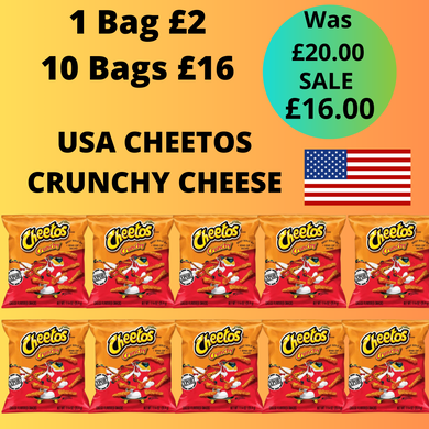 American Cheetos Crunchy Cheese 10 Bags - 35g each (USA Import)
