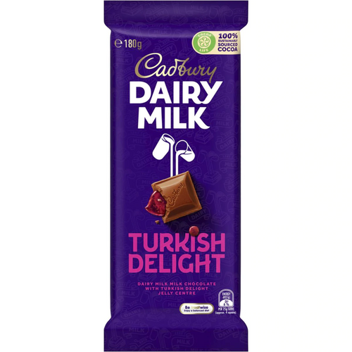 Cadbury's Turkish Delight Chocolate - 180g [Australian] *EXPIRY 02.10.22*