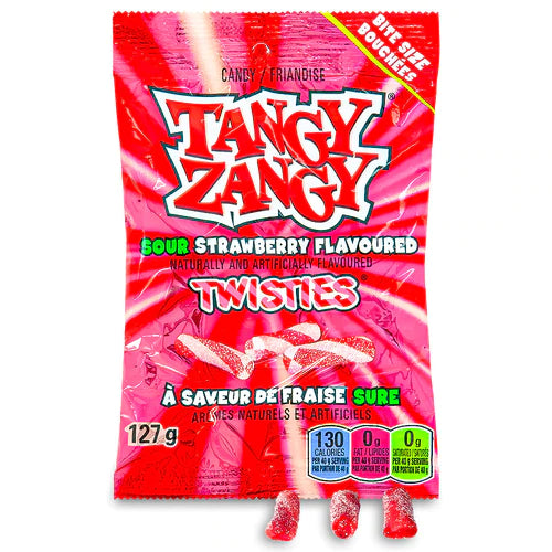 Tangy Zangy Sour Strawberry Twisties - 127g [Canadian Import]