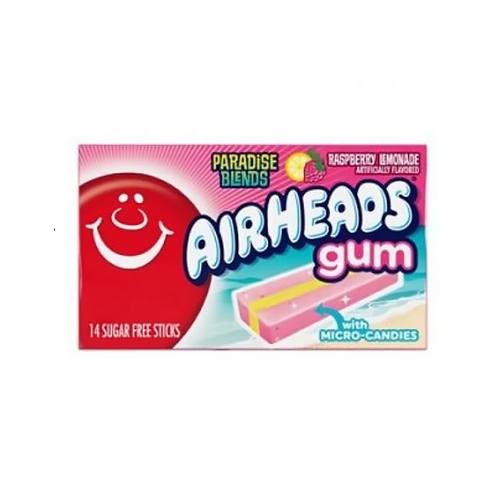 Airheads Sugar Free Gum with Micro Candies - Paradise Blends Raspberry Lemonade - 14 Stick * EXPIRY 04/22 *